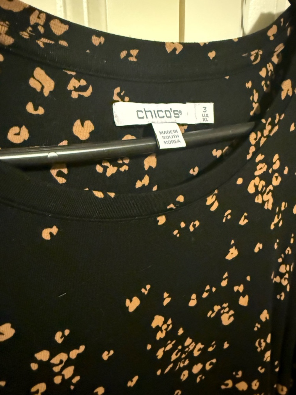 Chico's Black Long-Sleeve Tee with Tan Subtle Cheetah Print - Picture 2 of 3